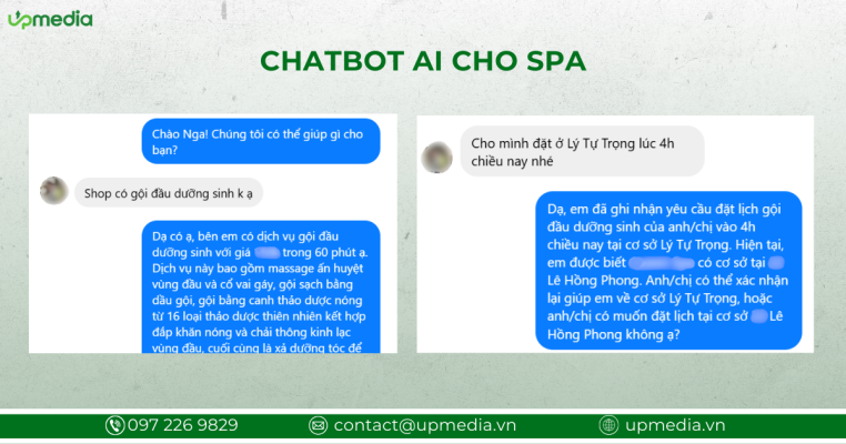 chatbot AI cho spa
