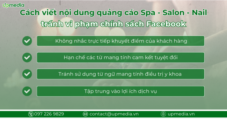 Cách viết nội dung quảng cáo Spa - Salon - Nail để tránh vi phạm chính sách