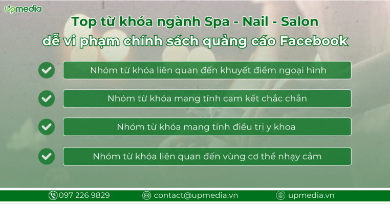 Top từ khóa dễ vi phạm chính sách quảng cáo Facebook trong ngành Spa - Salon - Nail